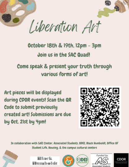  &quot;Liberation Art. October 18th and 19th.&quot; Followed by details about event time and place.