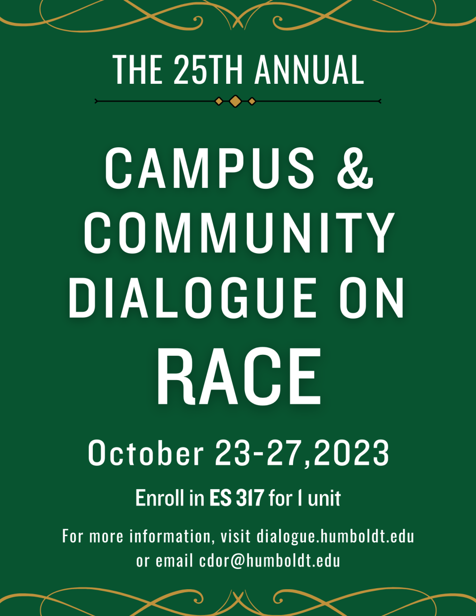 25th Annual Campus and Community Dialogue on Race October 23-27 Save the Date Flier